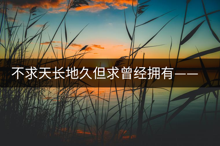 不求天長(zhǎng)地久但求曾經(jīng)擁有——王度