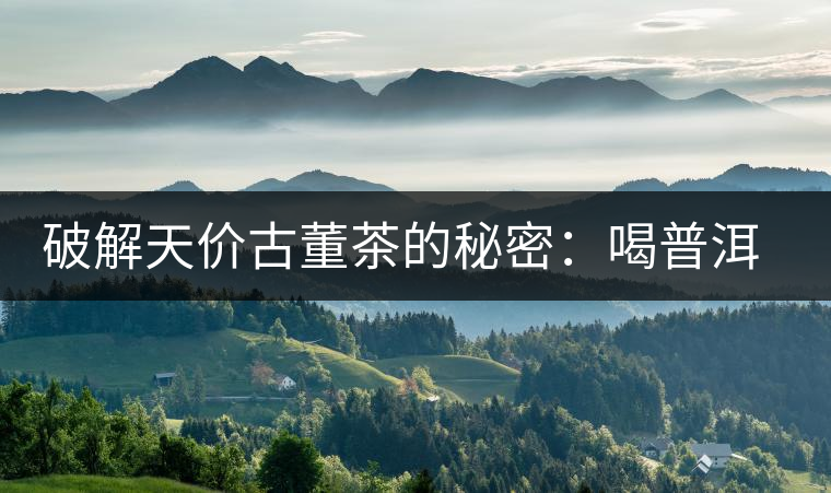 破解天價古董茶的秘密：喝普洱茶成了喝故事，喝包裝紙