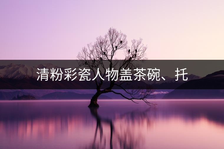 清粉彩瓷人物蓋茶碗、托