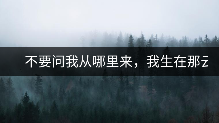 　不要問我從哪里來，我生在那云霧深處。