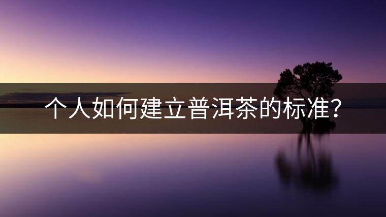 個人如何建立普洱茶的標(biāo)準(zhǔn)？