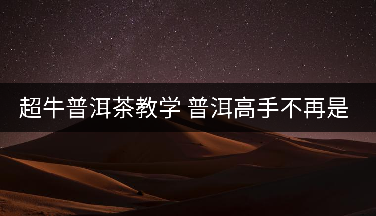超牛普洱茶教學 普洱高手不再是夢