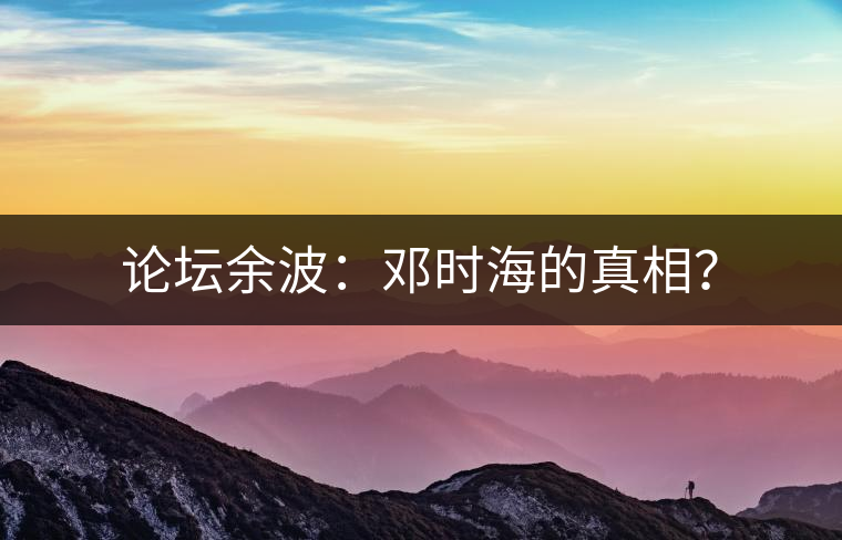 論壇余波：鄧時海的真相？