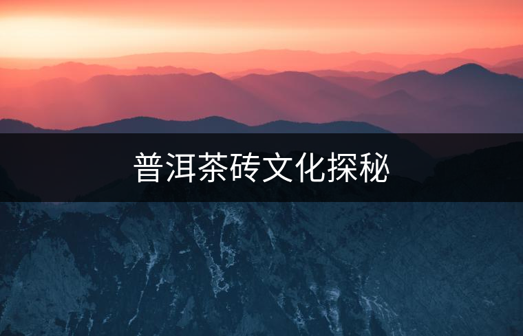 普洱茶磚文化探秘 普洱茶磚文化探秘