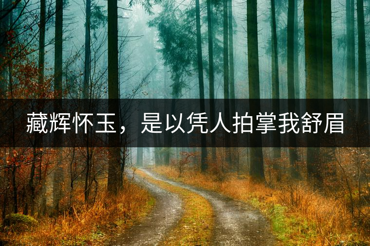 藏輝懷玉，是以憑人拍掌我舒眉