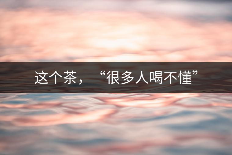 這個(gè)茶，“很多人喝不懂”