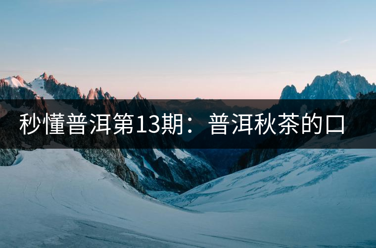 秒懂普洱第13期：普洱秋茶的口感特點？