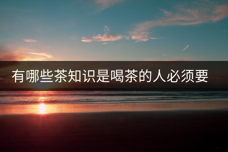 有哪些茶知識是喝茶的人必須要懂的？