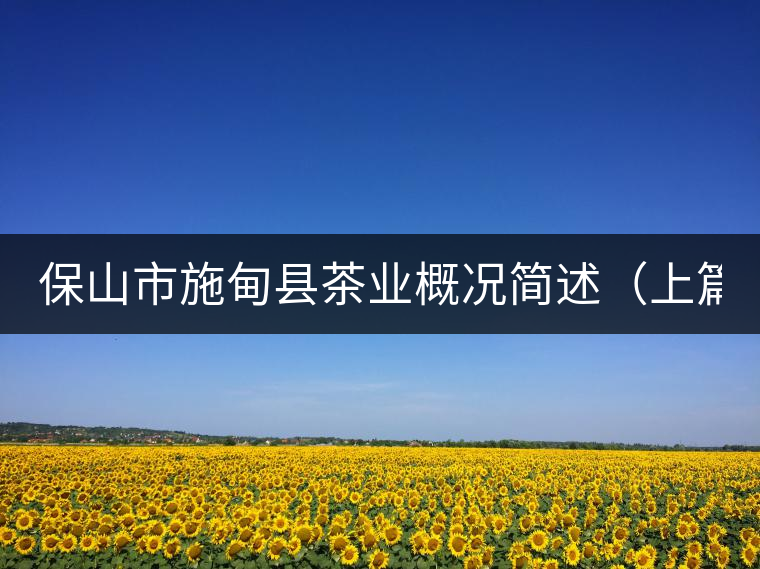 保山市施甸縣茶業(yè)概況簡(jiǎn)述(上篇) 保山市施甸縣茶業(yè)概況簡(jiǎn)述(上篇)