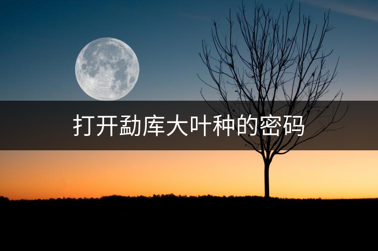 打開勐庫(kù)大葉種的密碼